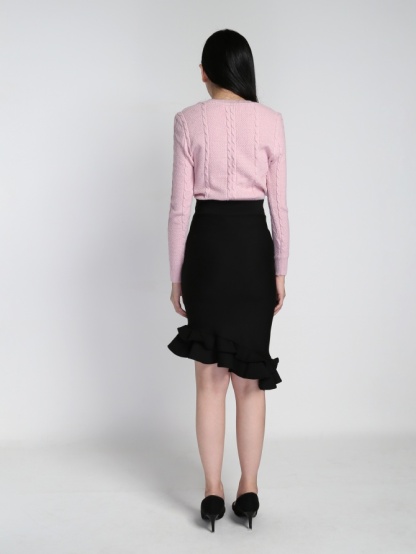 Knitted Long Sleeve Front Button Top 18272