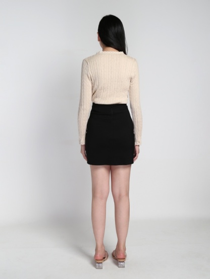 High Waist Front Short Side Long Skirt 22054