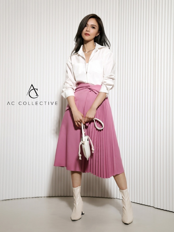 High Waist Side Pleated With Decorative Belt AC008