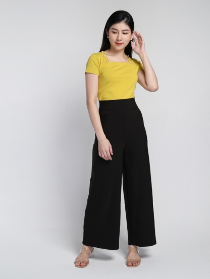 Square Neck Decorative Button Top 16338