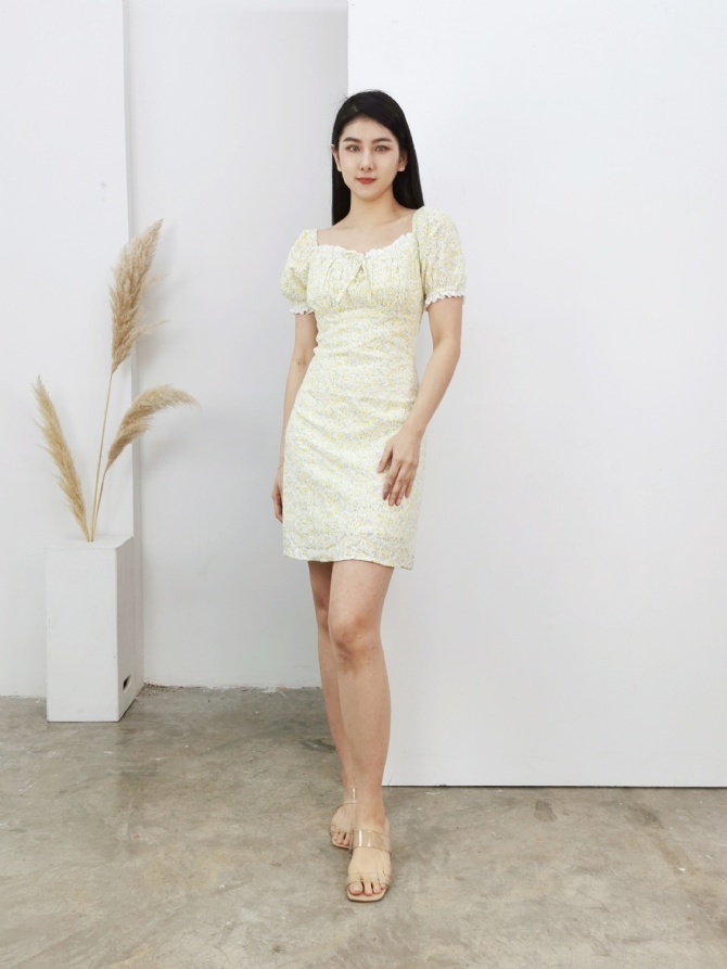 Floral With Detailed Lace Dress 17306