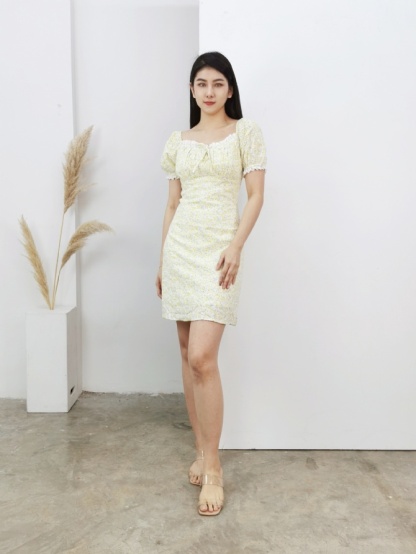 Floral With Detailed Lace Dress 17306