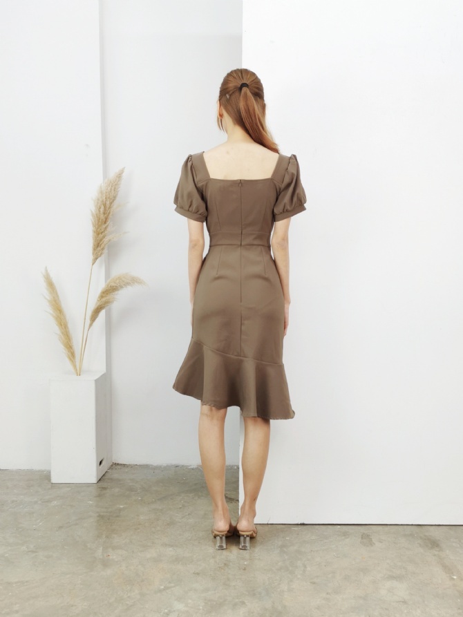 Ruffles Bottom Square Neck Dress 17316