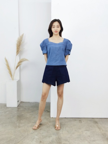 Denim Square Neck Top 17396