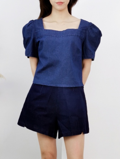 Denim Square Neck Top 17396