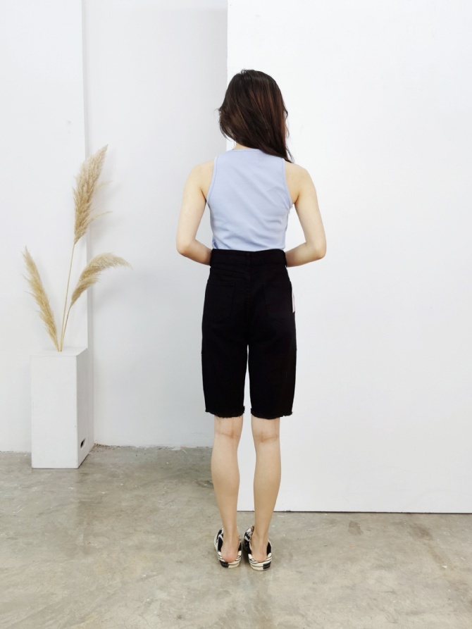 Denim Ripped Short Pants 16491