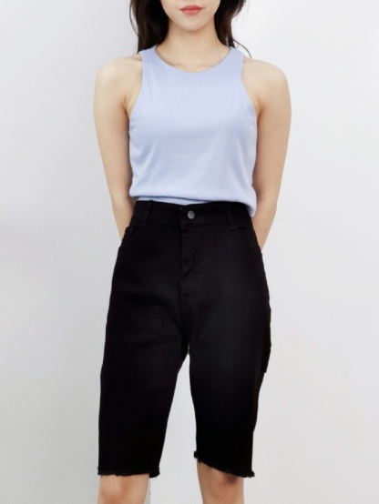 Denim Ripped Short Pants 16491