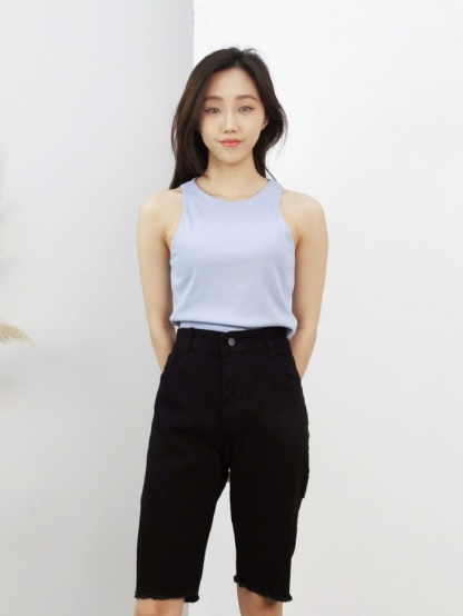 Denim Ripped Short Pants 16491