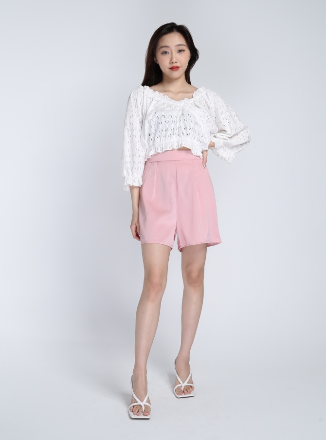 V Neck Ruffles Lace Crop Top 16472