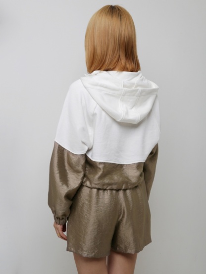 Front Zip With Cap Long Sleeve Top Ac3 07