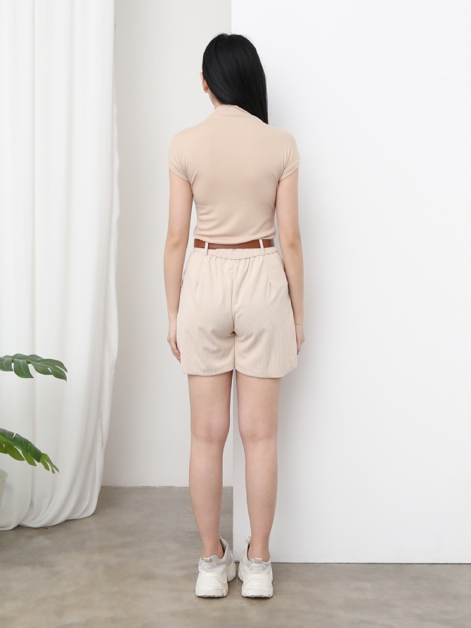 High Waist Side Pocket With Belt Short Pants 24971