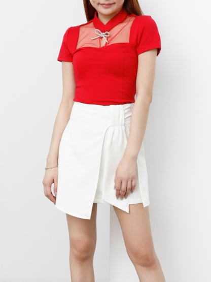 Front Net Short Sleeve Top AC018