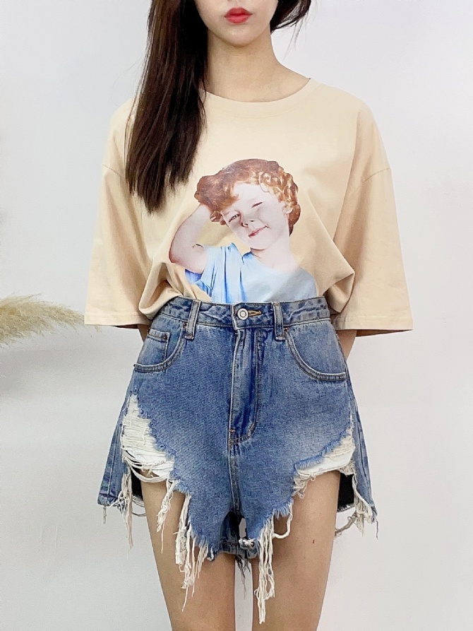 Denim Ripped Short Pants 17259