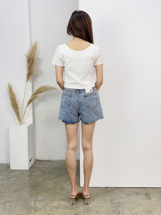 Denim Ripped Short Pants 17280