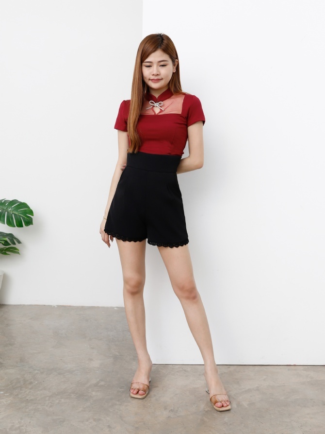 Front Net Short Sleeve Top AC018