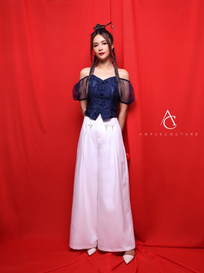 Off Shoulder Cheongsam Floral Top AC058