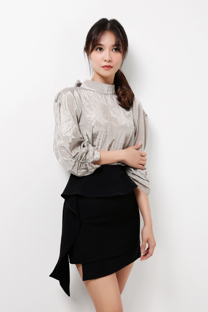 Draped Peplum Asymmetrical Skirt AC1-03