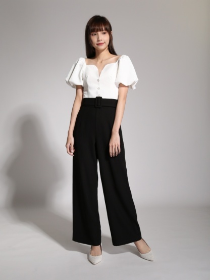 Puff Sleeve With Net Neckline Top Ac3 25