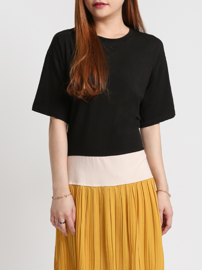 Three Tone Pleated Bottoms Dress 15087