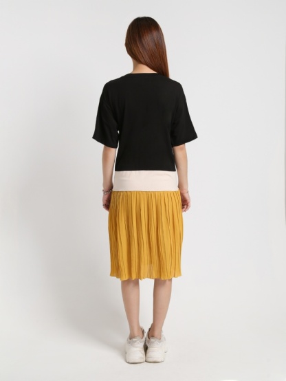 Three Tone Pleated Bottoms Dress 15087