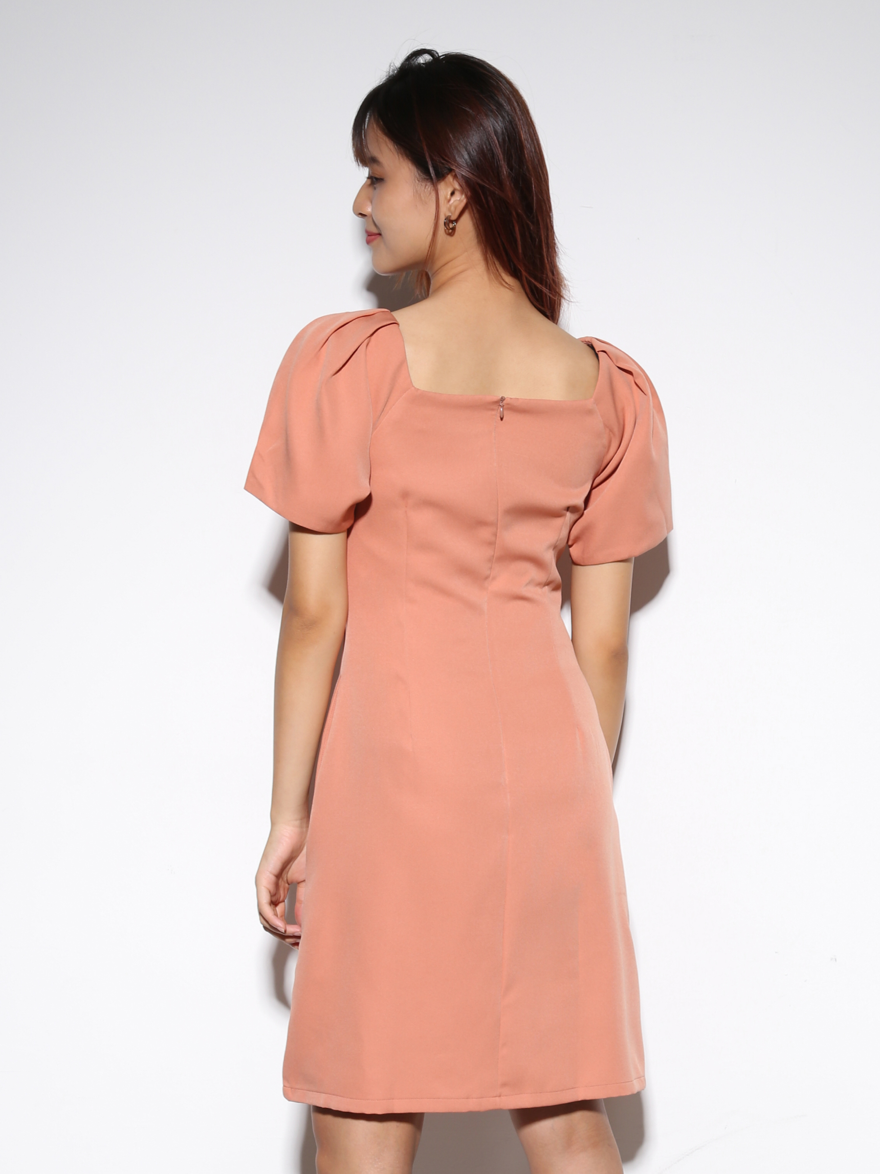 Pleated Short Sleeve Plain Skirt 23077