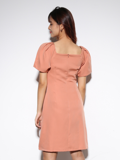 Pleated Short Sleeve Plain Skirt 23077