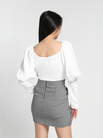 Puff Long Sleeve Front Zip Top 23099
