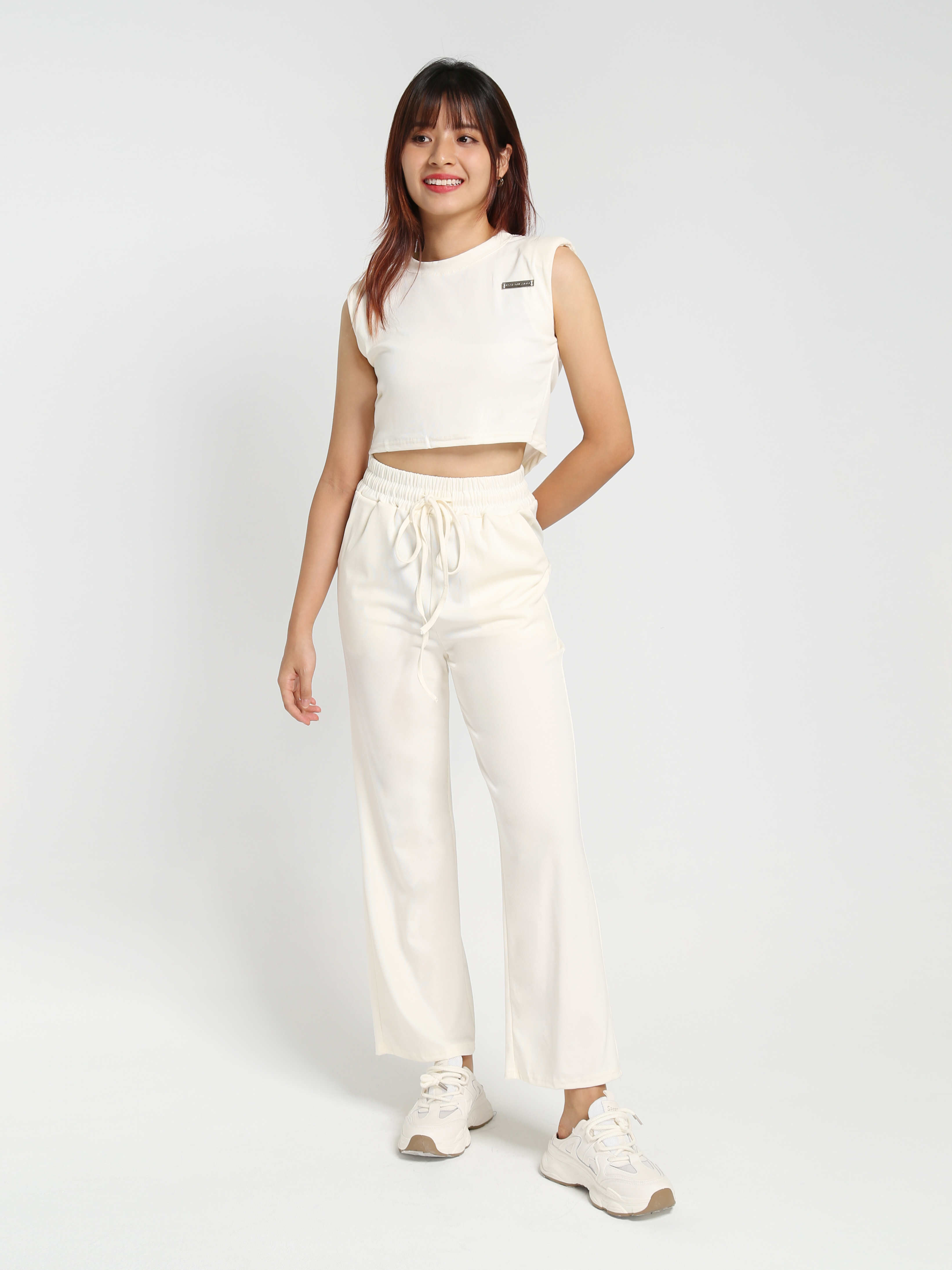 Sleeveless Back Tie Up Top With Long Pants Set 23170
