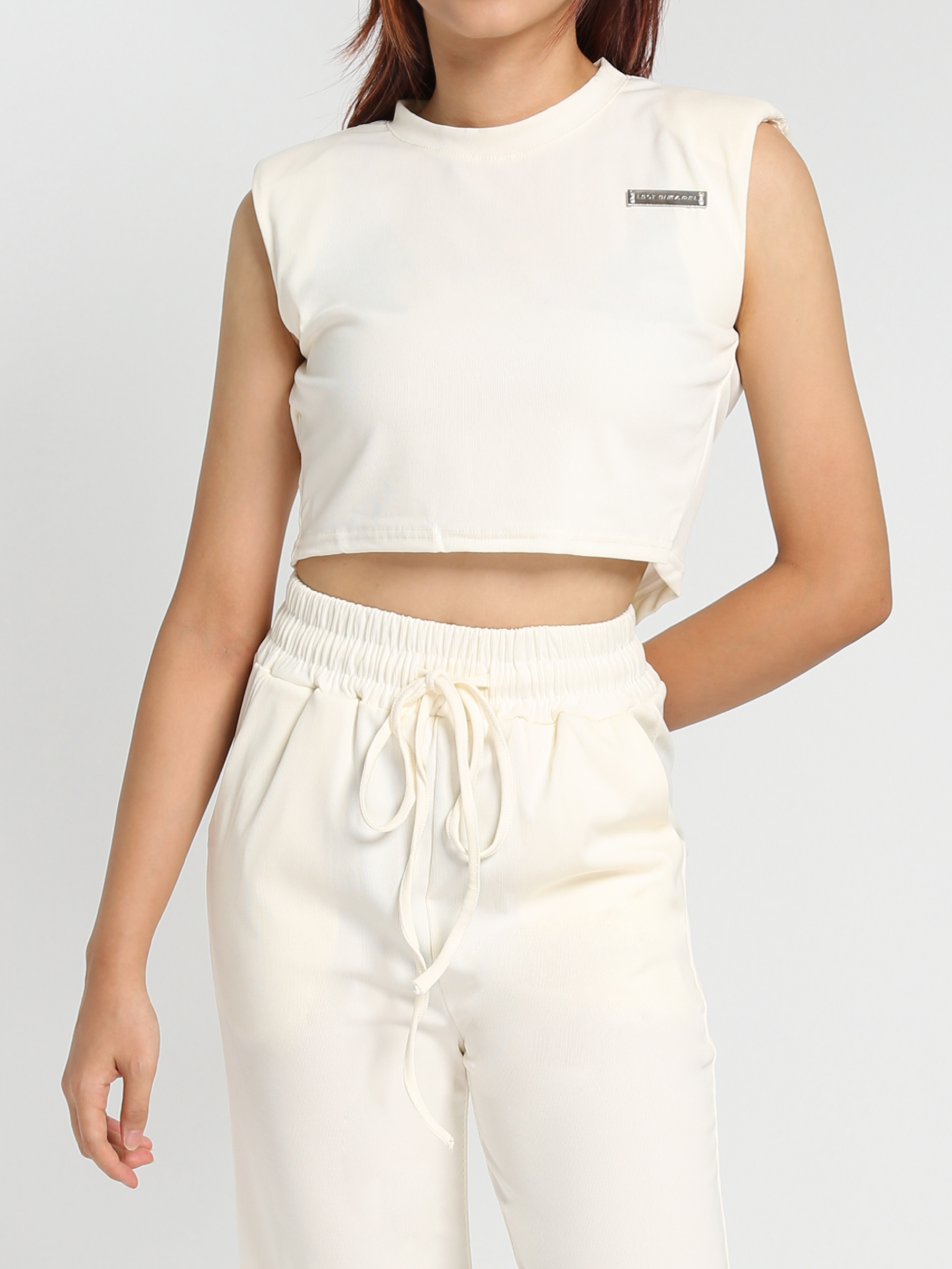 Sleeveless Back Tie Up Top With Long Pants Set 23170