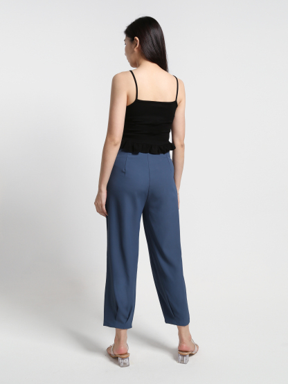 Sleeveless Middle Drawstring With Ruffles Top 23553