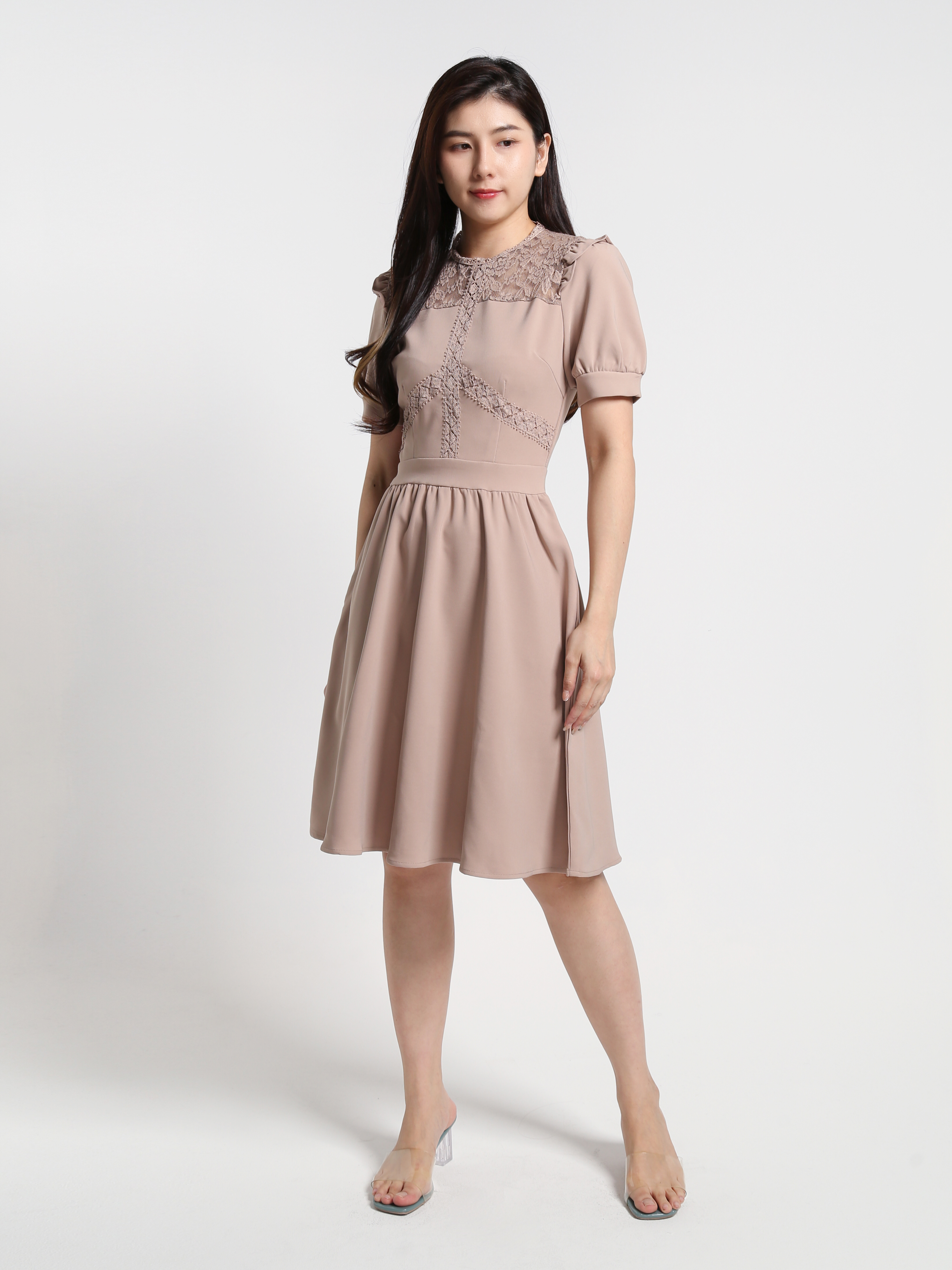 Lace Puff Sleeve Dress 23560