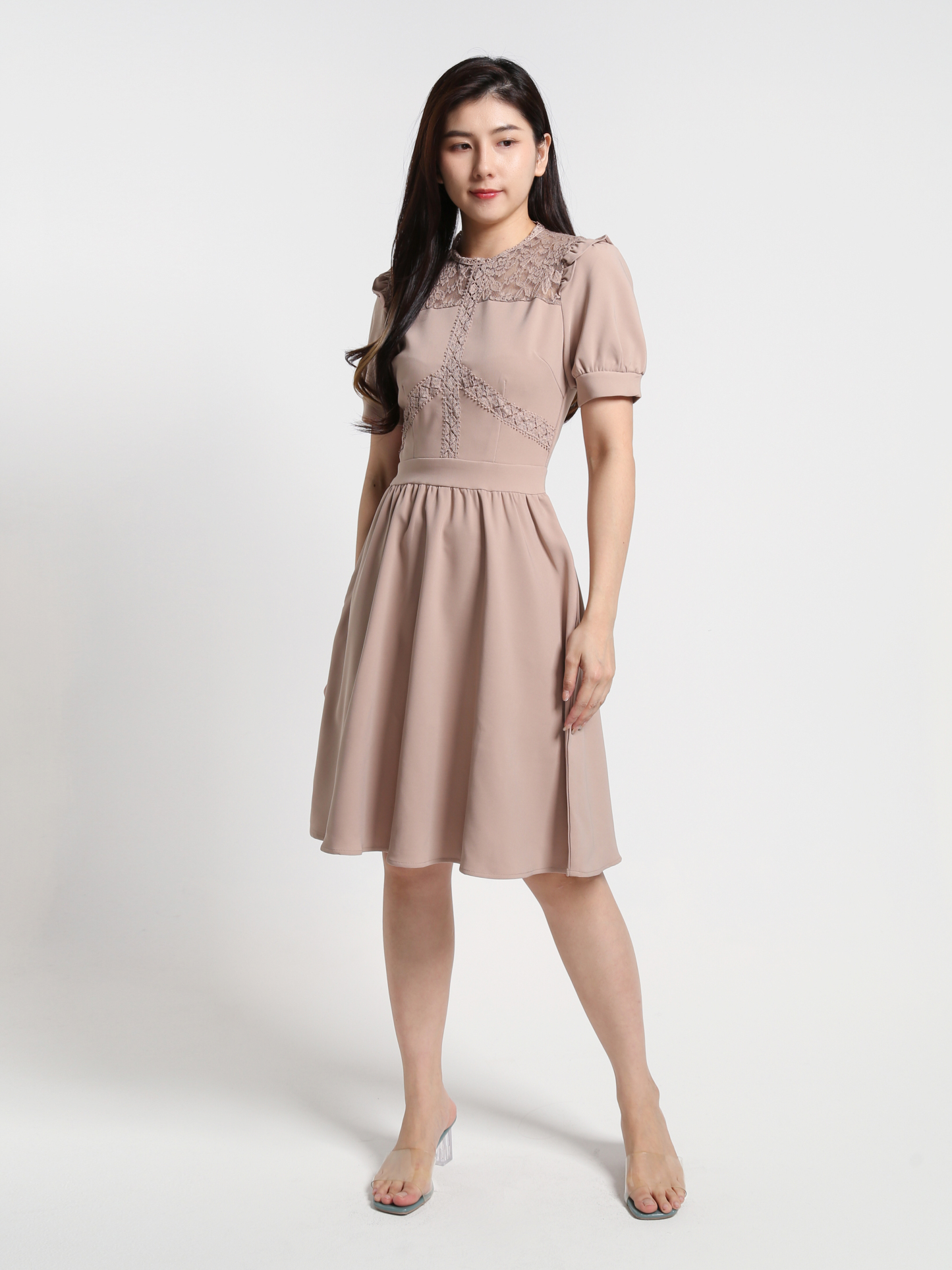 Lace Puff Sleeve Dress 23560