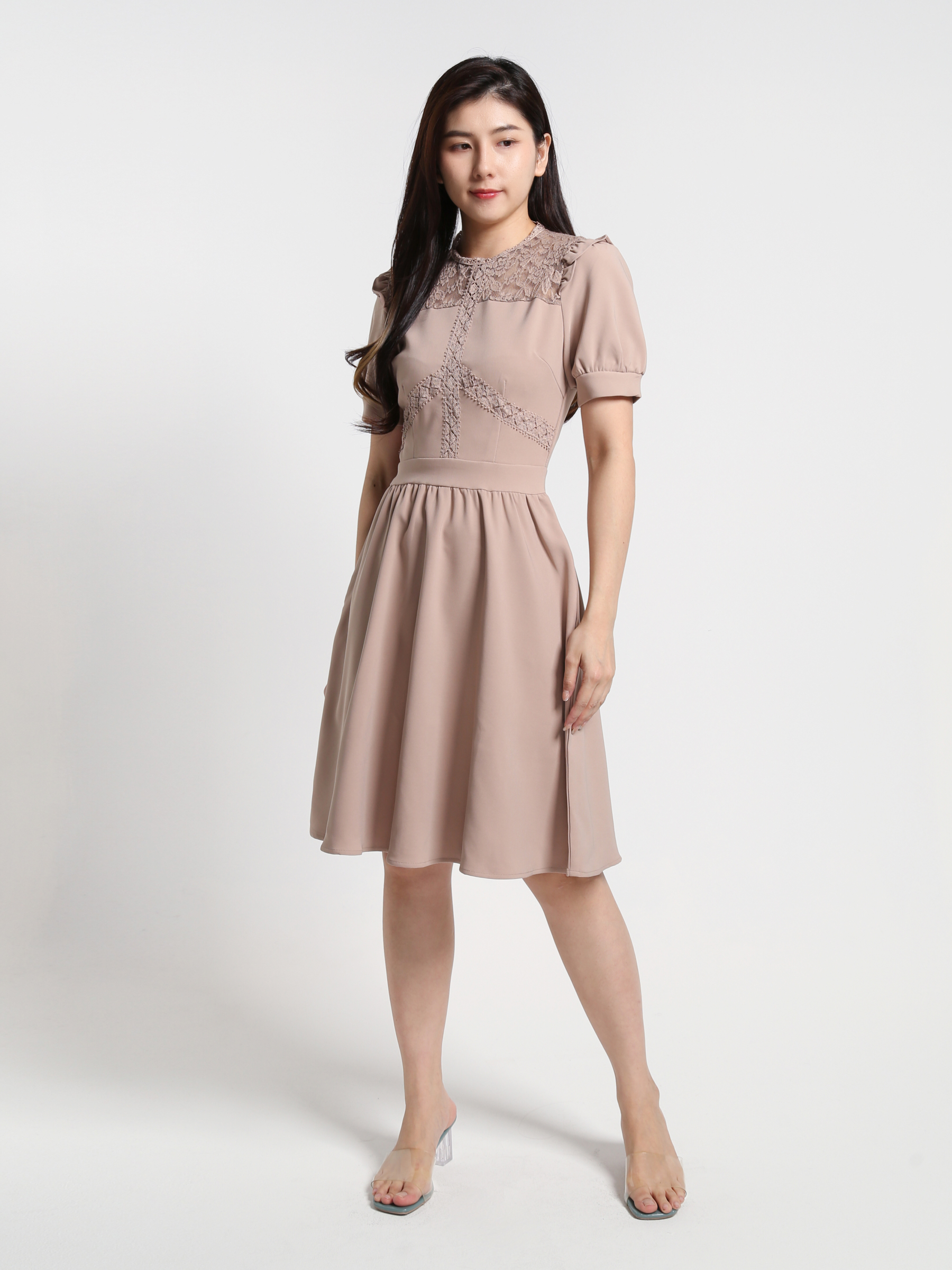 Lace Puff Sleeve Dress 23560