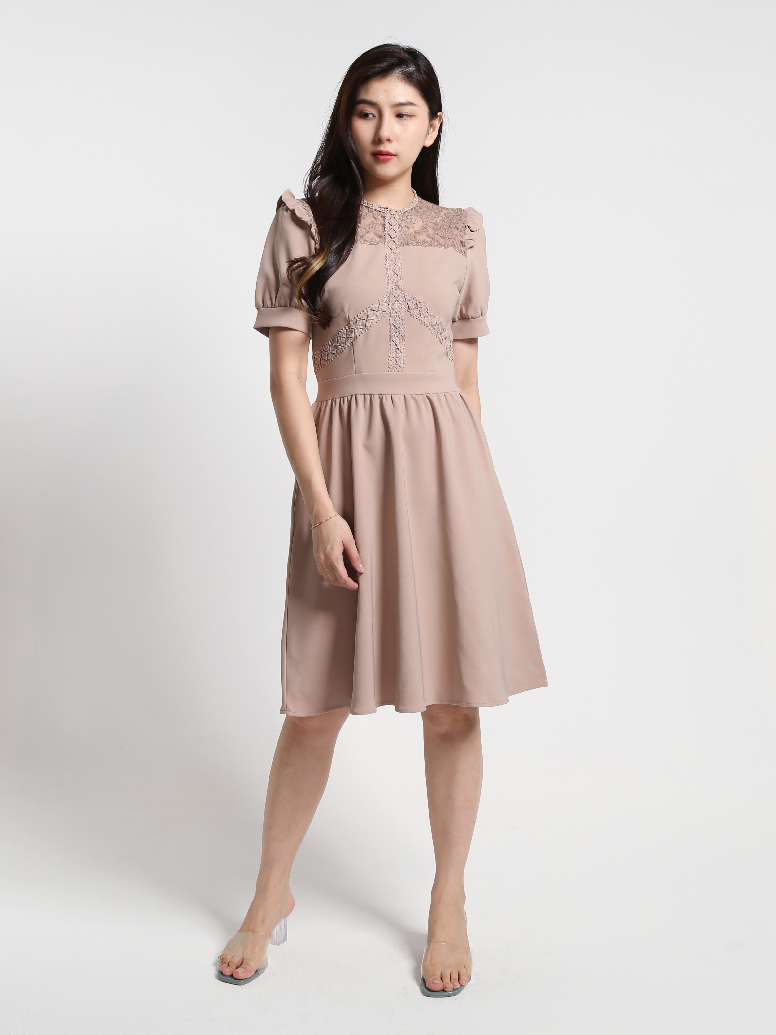 Lace Puff Sleeve Dress 23560