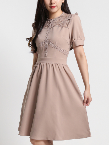 Lace Puff Sleeve Dress 23560