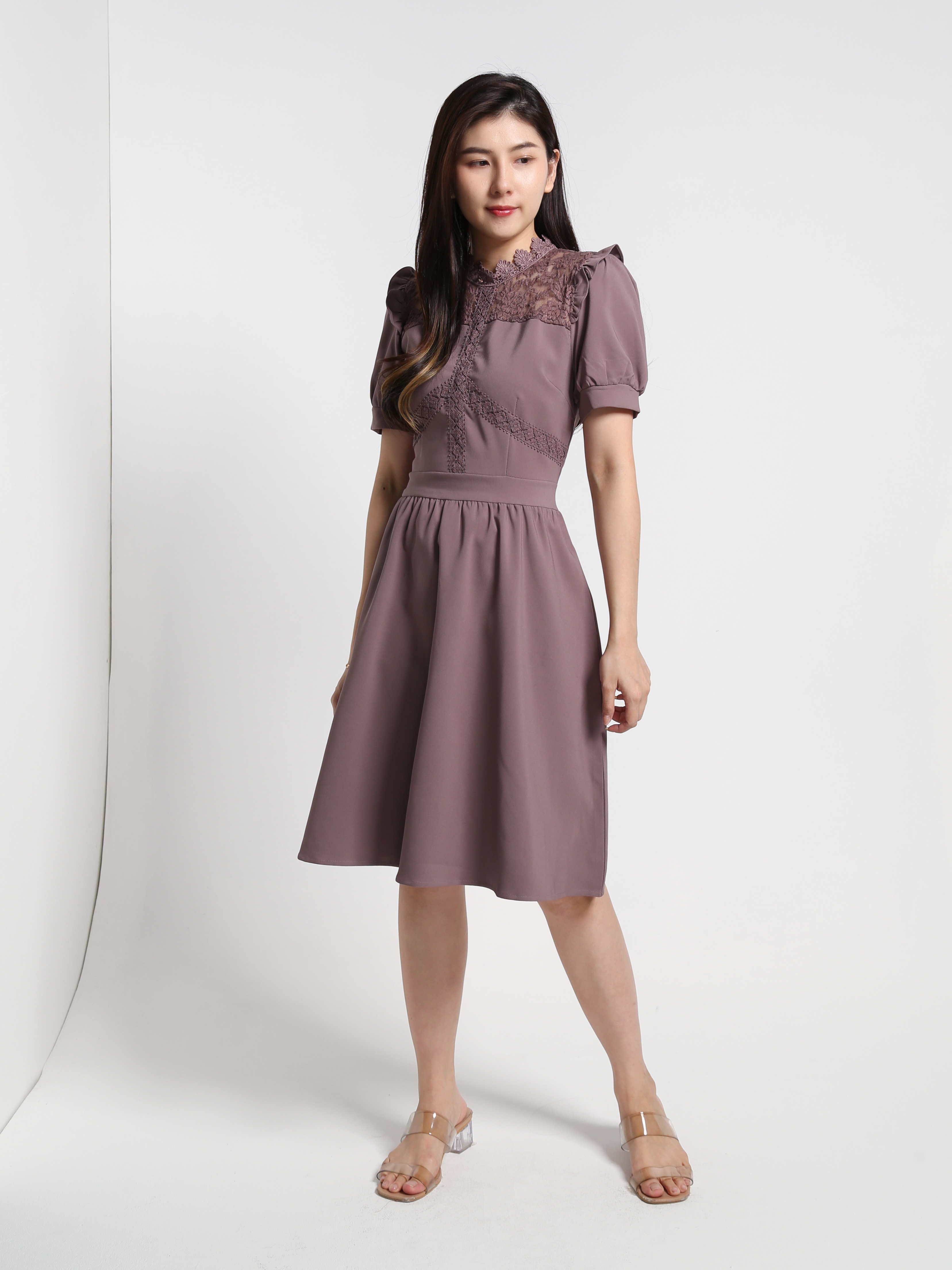 Lace Puff Sleeve Dress 23560