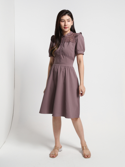 Lace Puff Sleeve Dress 23560