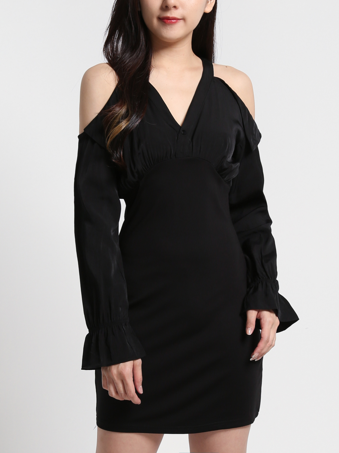 V Neck Shoulder Hole Dress 23596