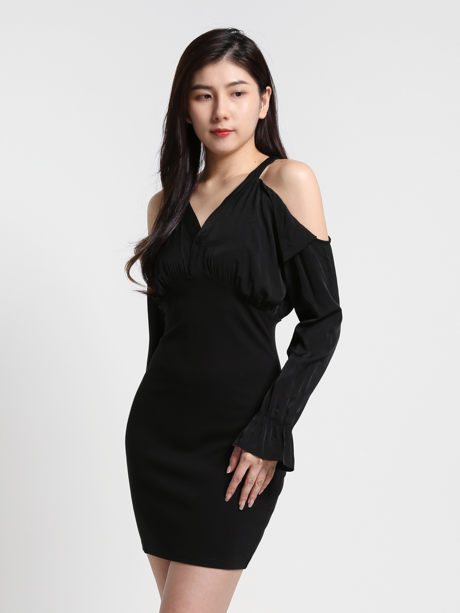 V Neck Shoulder Hole Dress 23596
