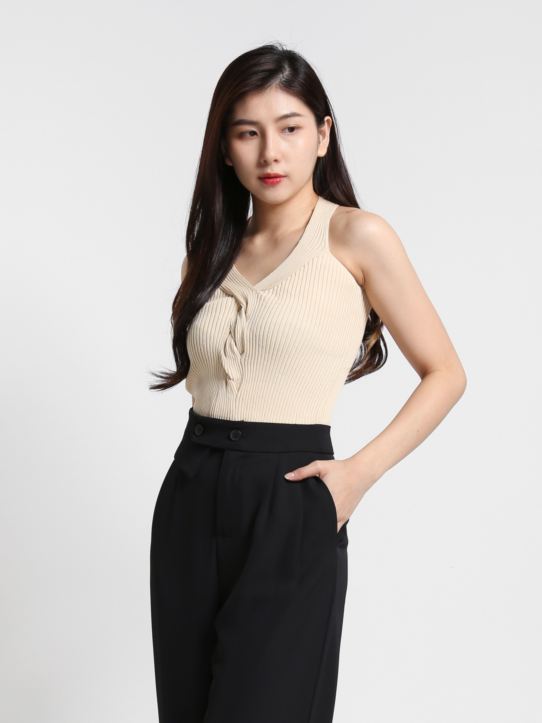 Halter Neck Knit Top 23665