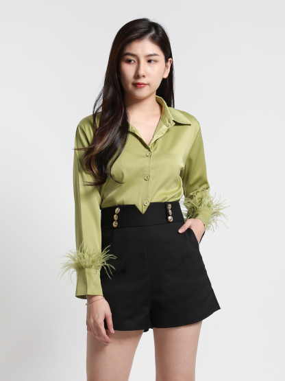 Fur Sleeve Blouse 23863