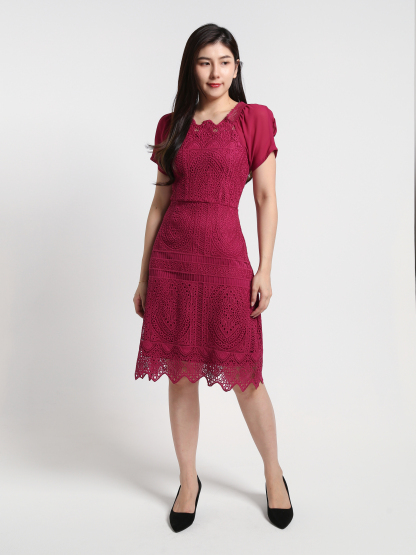 Lace Short Sleeve Dress 23870