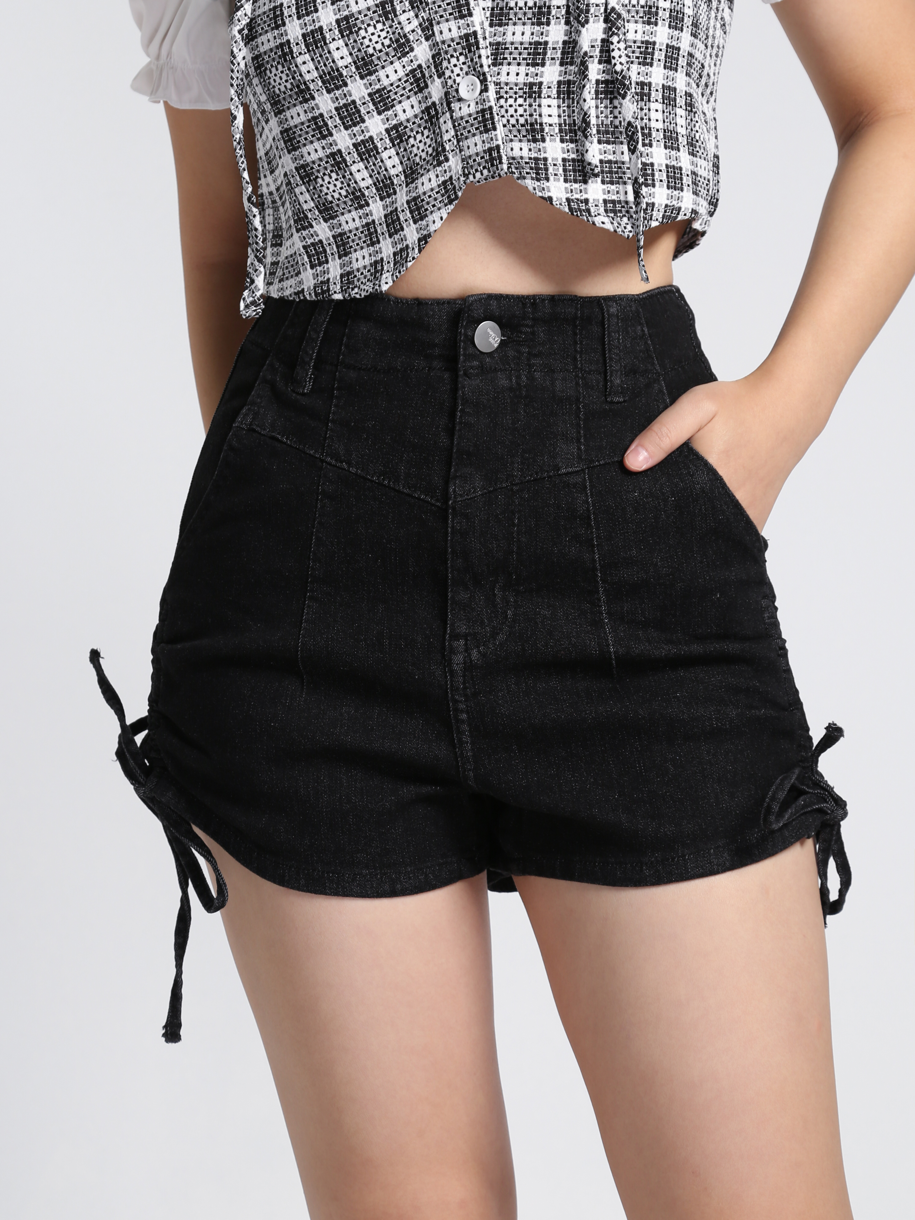Denim Button Pocket Short Pants 23702