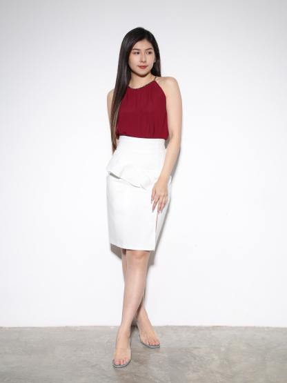 High Waist Ruffles With Split Skirt 24342