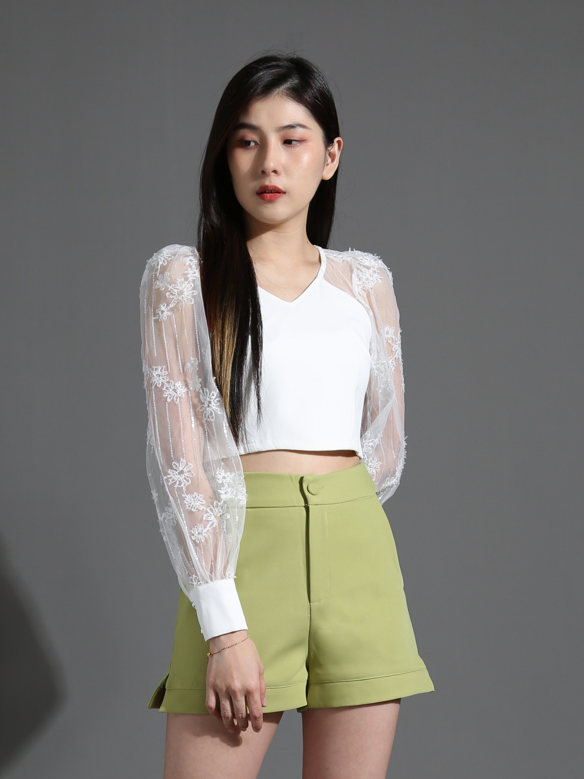 Floral Net Sleeve Top 26472