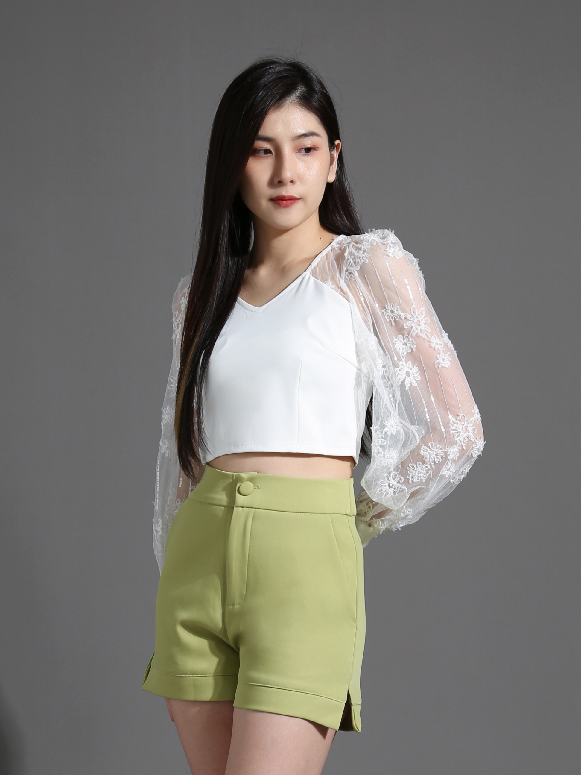 Floral Net Sleeve Top 26472