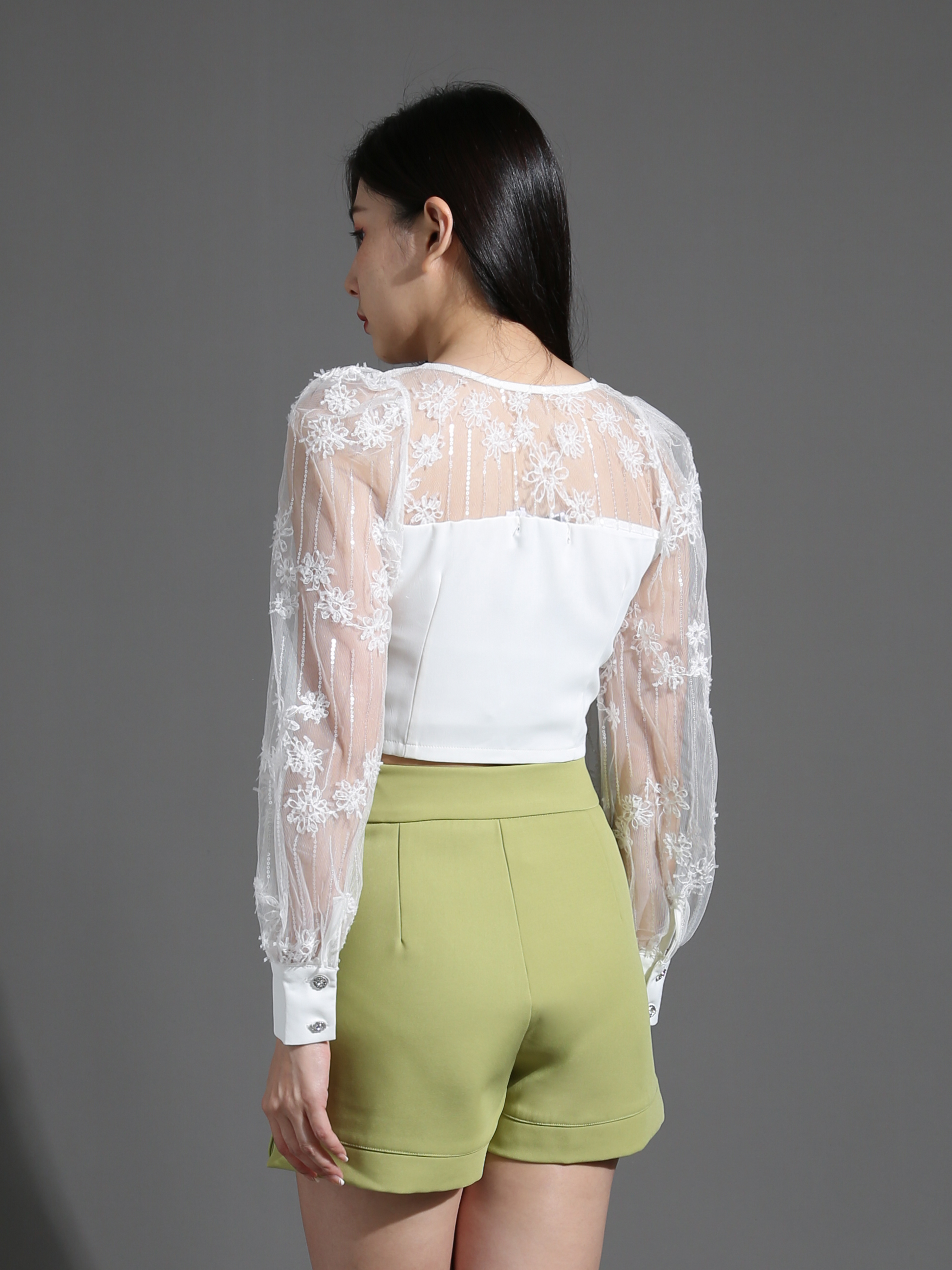 Floral Net Sleeve Top 26472
