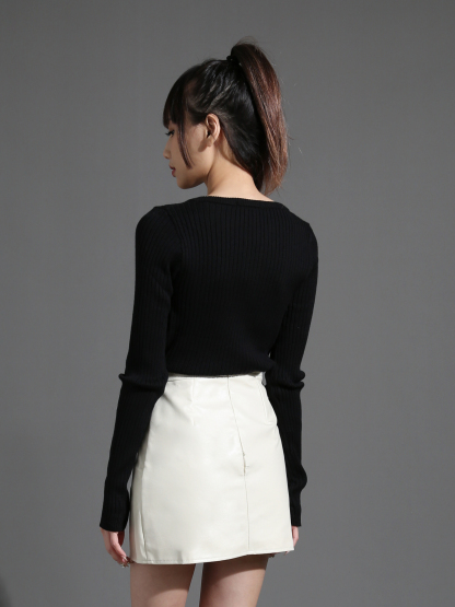 Knitted Gold Button Top 26566