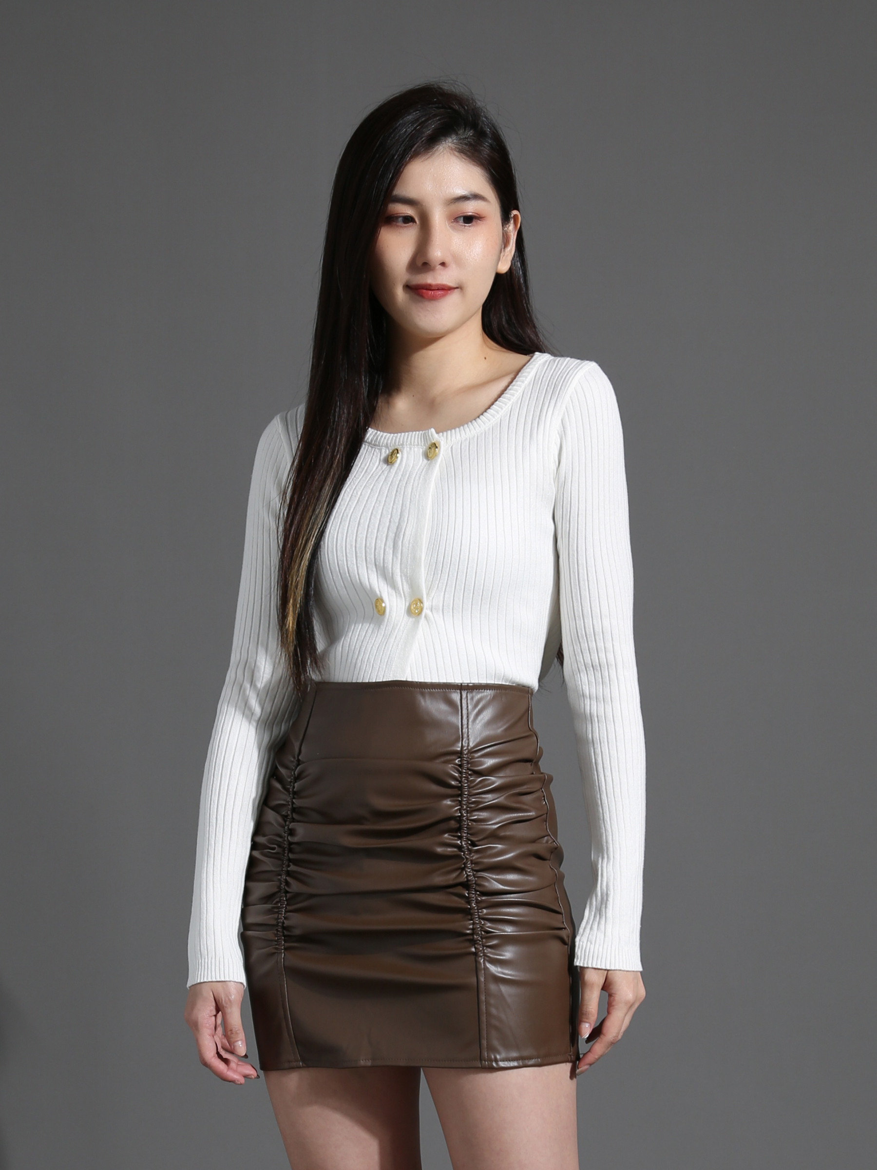 Knitted Gold Button Top 26566