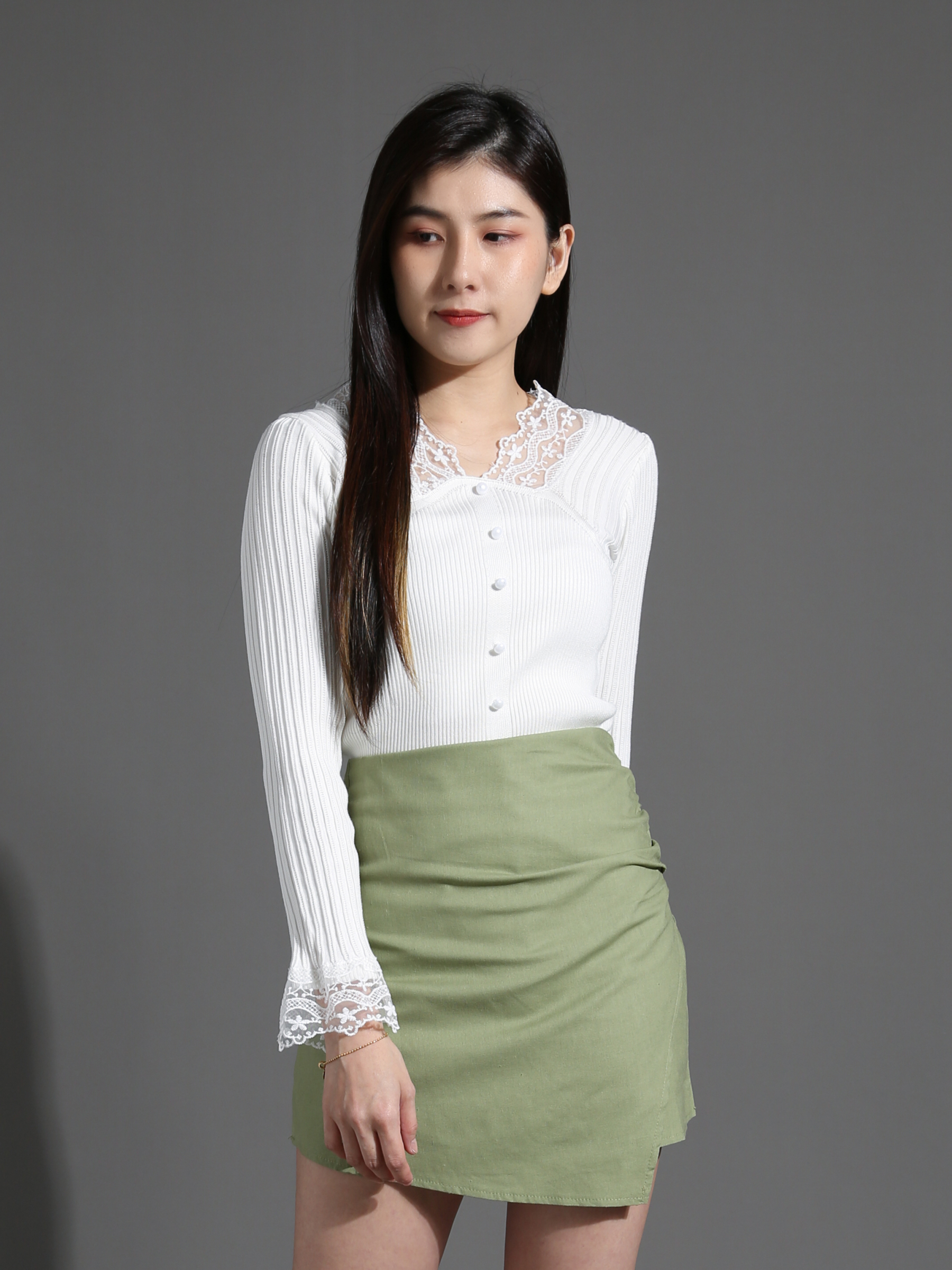 Side Pleated Irregular Long Skirt Pants 26783